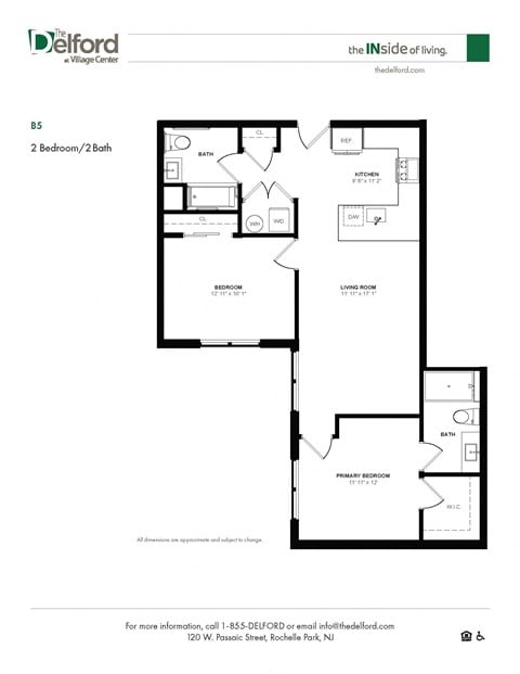 Floor plan for 2 beds, 2 baths, 928 sqft